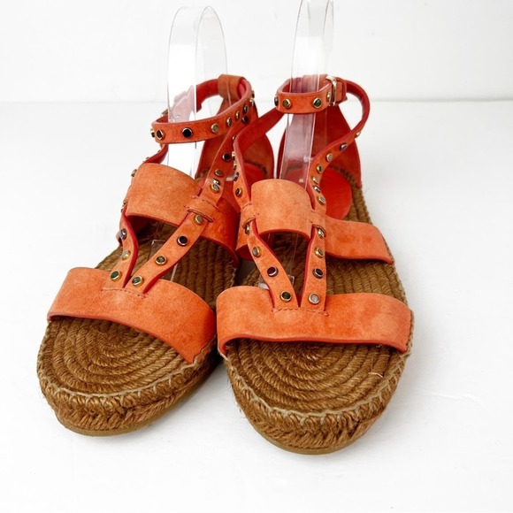 SZ 39 Jimmy Choo Orange Suede Espadrilles with studs - Picture 6 of 9